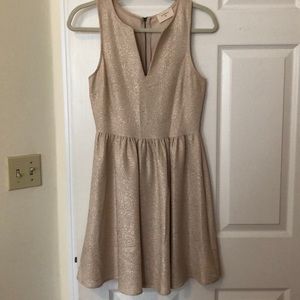 Gold Sequin Cocktail Dress with slight V Neck